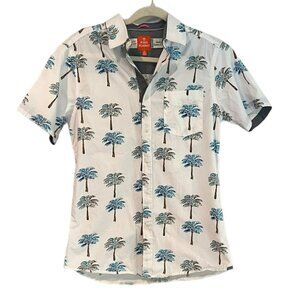 Men's Free Planet Tropical Palm Tree‎ Cotton Button Up Shirt Size Small